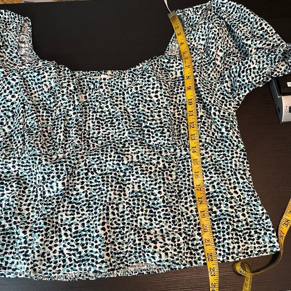 ELOQUII Elements Paint Speckle Puff Sleeves Smocked Top Women's Plus Size 26 - Picture 8 of 12